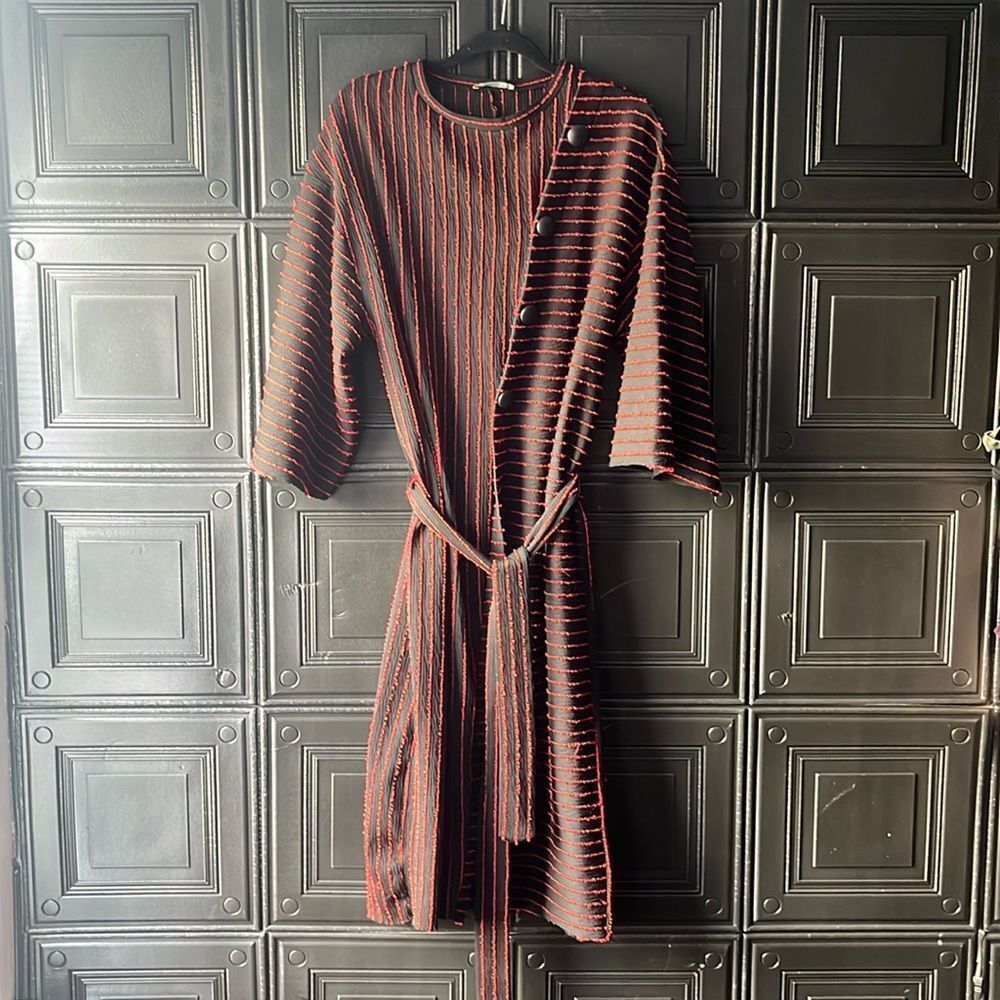 Zara striped belted dress